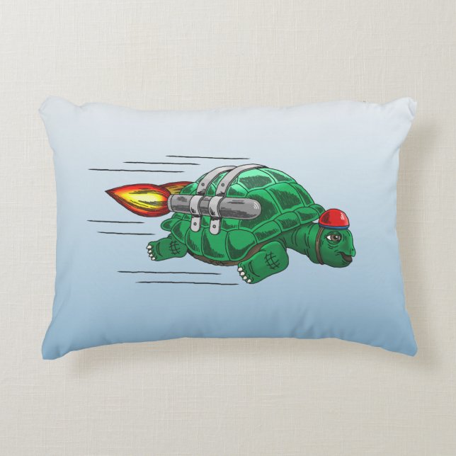 Rocket Turtle Prydnadskudde (Framsidan)