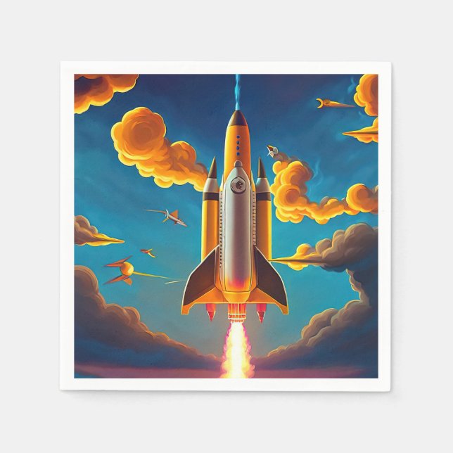 Rocket vid solnedgång pappersservett (Framsidan)