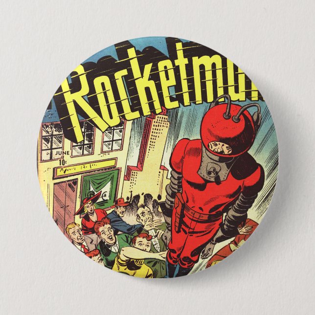 Rocketman vintagetecknader knapp (Framsida)