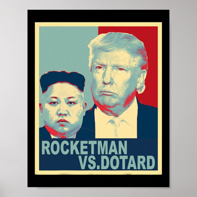 Rocketman Vs Den härsklystne Kim Jong Un Roligt Tr Poster (Framsidan)