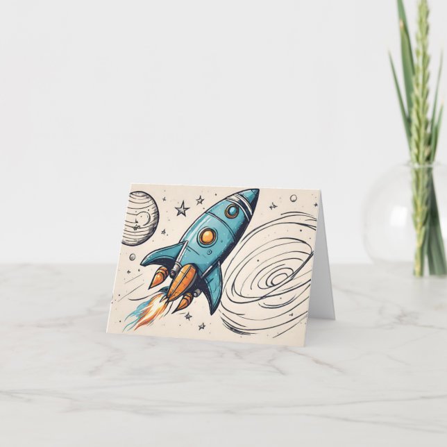 Rocketship Birthday Inbjudan (Framsida)