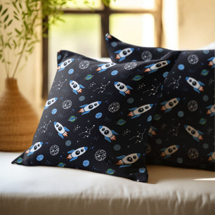 Rocketship Mönster Dekorativ kudde