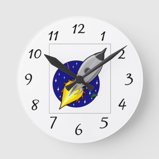 ROCKETSHIP SPACESHIP CLOCKS RUND KLOCKA (Framsida)