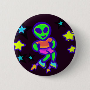Rocketskor Alien Kid Aliens i yttre rymden Pin Knapp