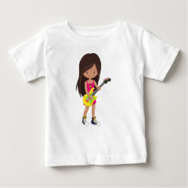 Rockflicka, latinsk flicka, gitarrspelare, band, m t shirt