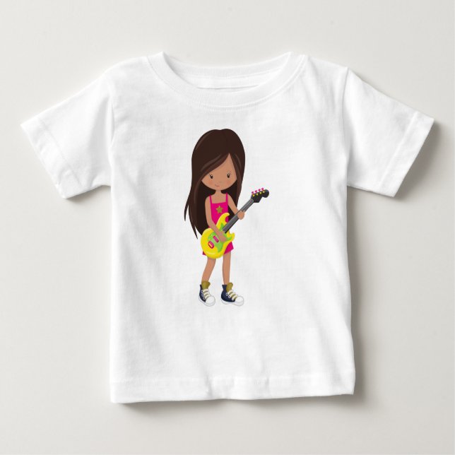Rockflicka, latinsk flicka, gitarrspelare, band, m t shirt (Framsida)