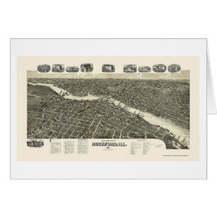 Rockford IL panorama- karta - 1891 Hälsningskort