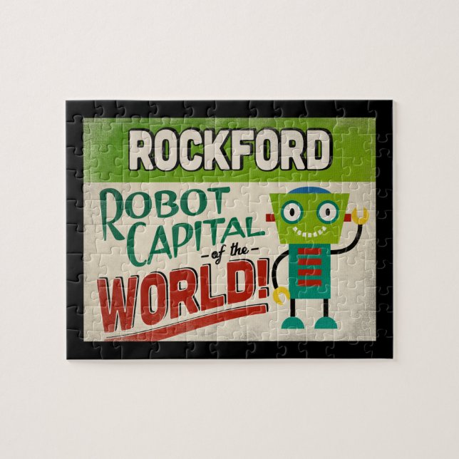 Rockford Illinois Robot - Funny Vintage Pussel (Horisontell)