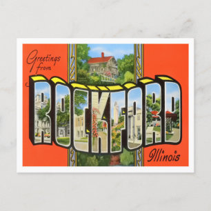 Rockford, illinois Vintage Big Brev vycard Vykort