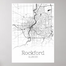 Rockford Karta - Illinois - City Karta Poster