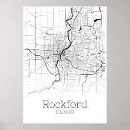 Rockford Karta - Illinois - City Karta Poster
