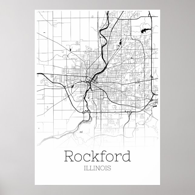 Rockford Karta - Illinois - City Karta Poster (Framsidan)