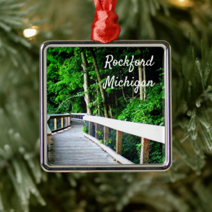 Rockford Michigan Walking Trail Julgransprydnad Metall