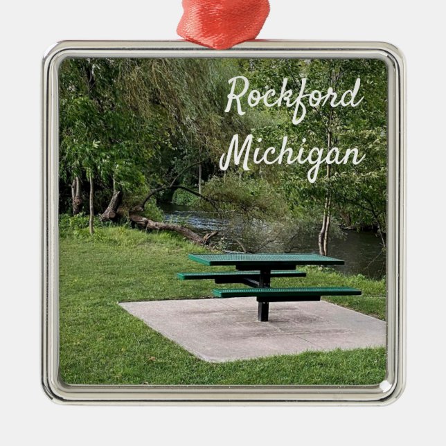 Rockford Michigan White Gräs Walking Trail Julgransprydnad Metall (Framsidan)