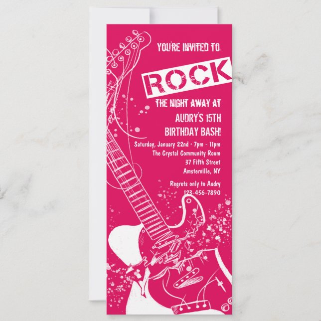Rockgitarr Röd Inbjudan (Framsida)