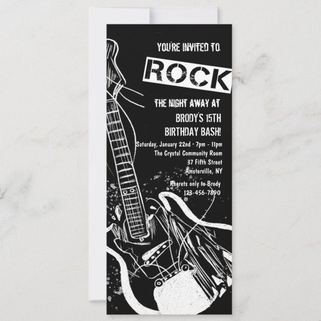 Rockgitarr Svart Inbjudan (Framsida)
