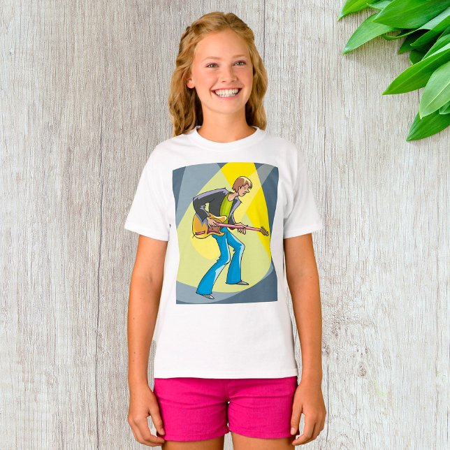 Rockgitarrist 70-tals stil musiker t shirt (Skapare uppladdad)