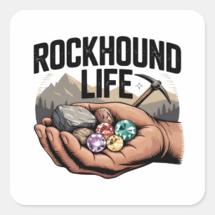 Rockhound Life Rockhounding & Crystal Tumbling Fyrkantigt Klistermärke