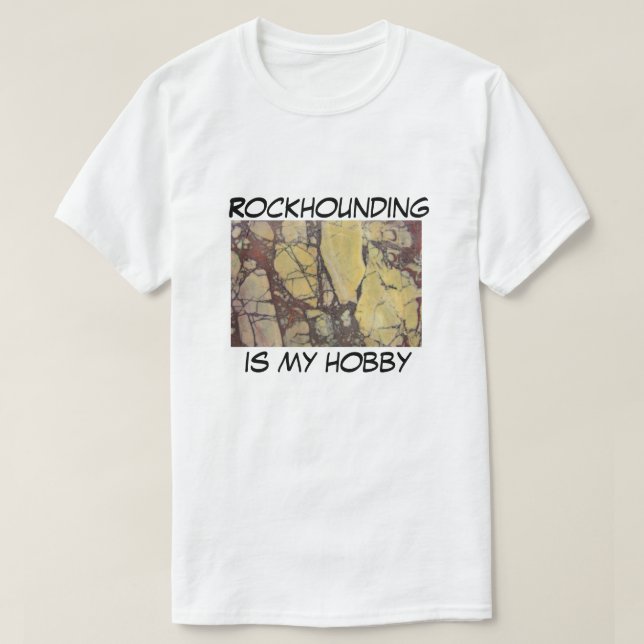 Rockhounding är My Hobby Gult Red Agate Photo T Shirt (Design framsida)