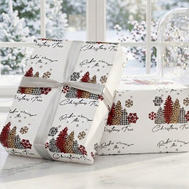 Rockiga julrutiga leopardtryckta träd presentpapper