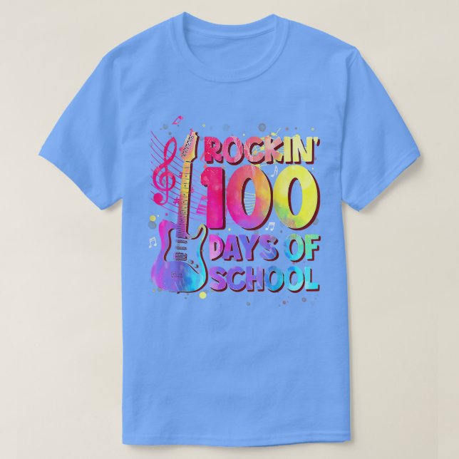 Rockin'100 dagar i skolskepp Guitar Music Teac T Shirt (Design framsida)