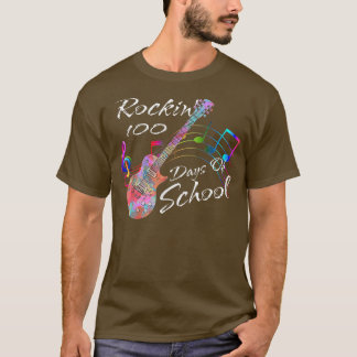 Rockin'100 dagar med skolguitar Music Lärare T- T Shirt