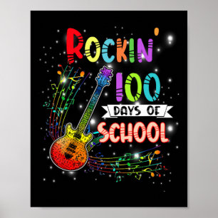 Rockin' 100 skoldagar gitarrstudent musik te poster