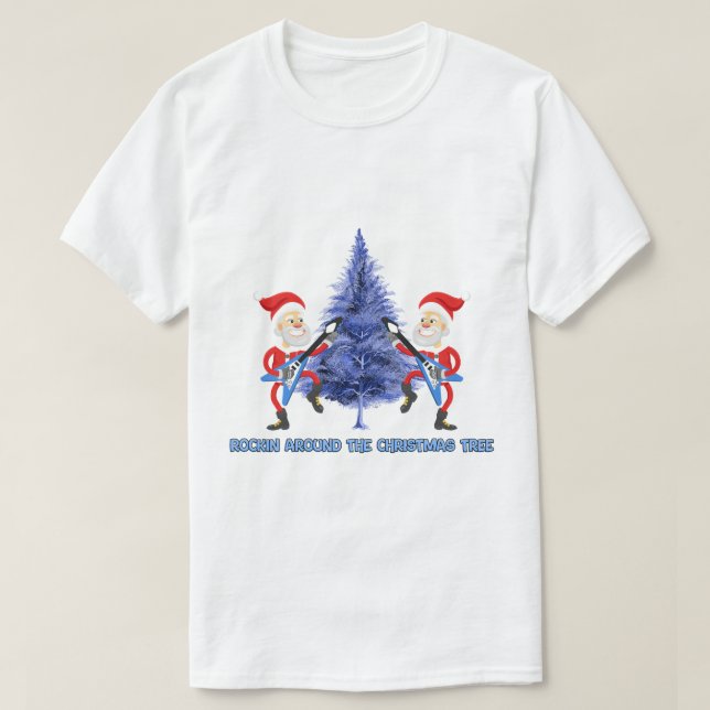 "Rockin' Around The Christmas Tree" Funny Santa  T Shirt (Design framsida)