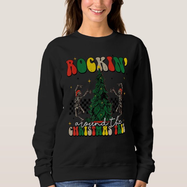 Rockin' Around The Christmas Tree Retro Merry Xmas T Shirt (Framsida)
