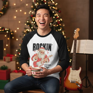 Rockin' Around The Christmas Tree Rockmusik Tomte T Shirt