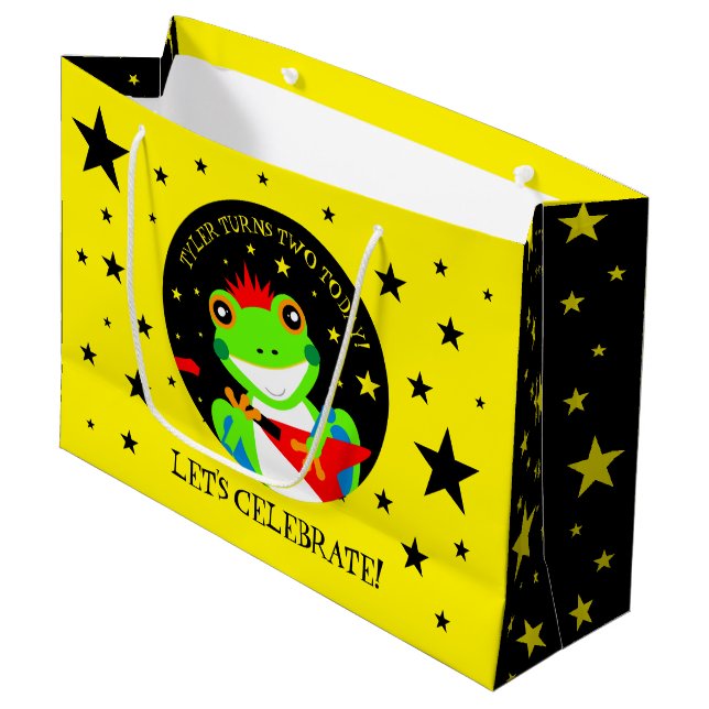 Rockin Birthday Träd Frog med Red Guitar (Framsidan Vinklad)