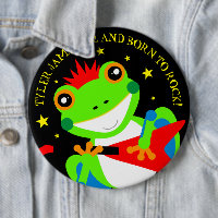 Rockin Birthday Träd Frog med Red Guitar