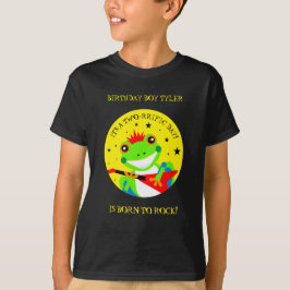 Rockin Birthday Träd Frog med Red Guitar T Shirt