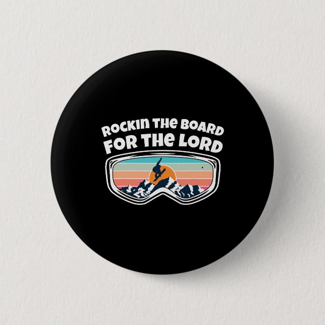 Rockin Board for the Lord - Snowboarding Funny Knapp (Framsida)