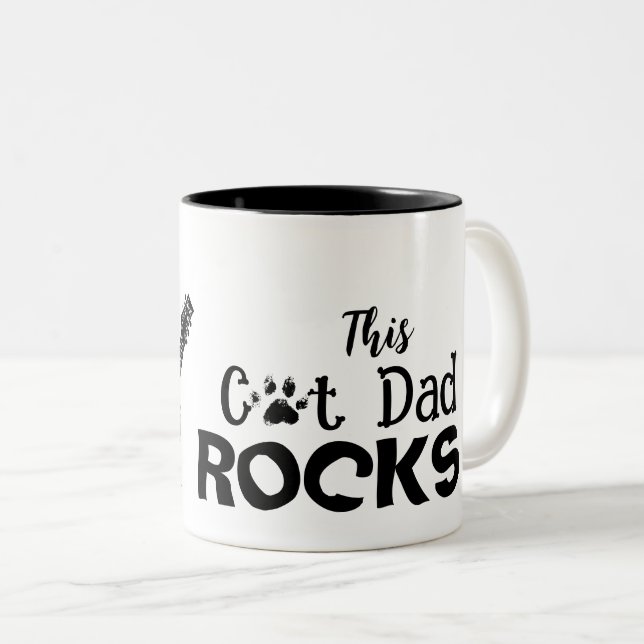 Rockin' Cat Dad Mug Två-Tonad Mugg (Framsida höger)