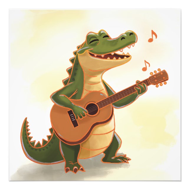 Rockin’ Crocodile with Guitar – Fun Cartoon Animal Fototryck (Framsidan)