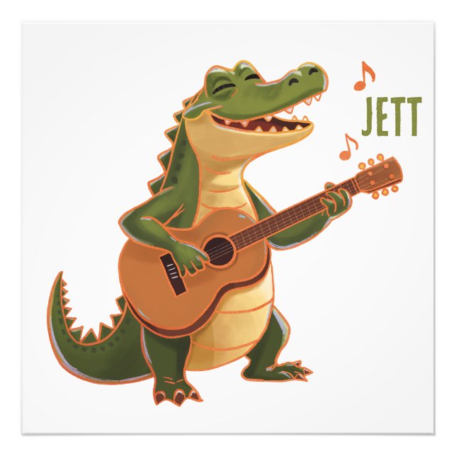 Rockin’ Crocodile with Guitar – Fun Cartoon Animal Fototryck (Framsidan)