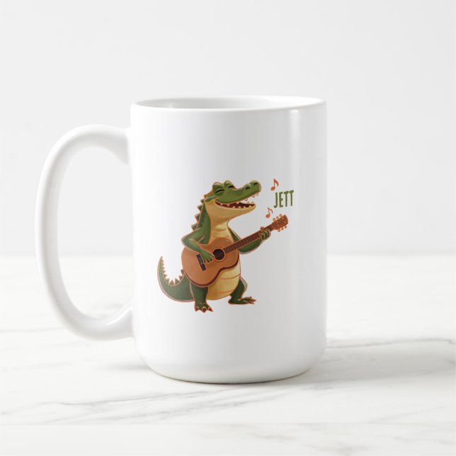 Rockin’ Crocodile with Guitar – Fun Cartoon Animal Kaffemugg (Vänster)
