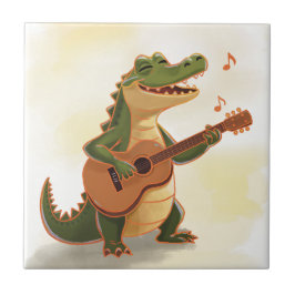 Rockin’ Crocodile with Guitar – Fun Cartoon Animal Kakelplatta
