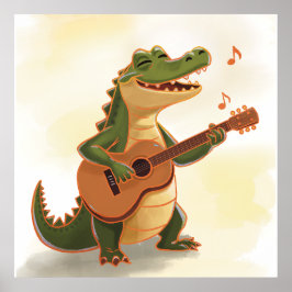 Rockin’ Crocodile with Guitar – Fun Cartoon Animal Poster