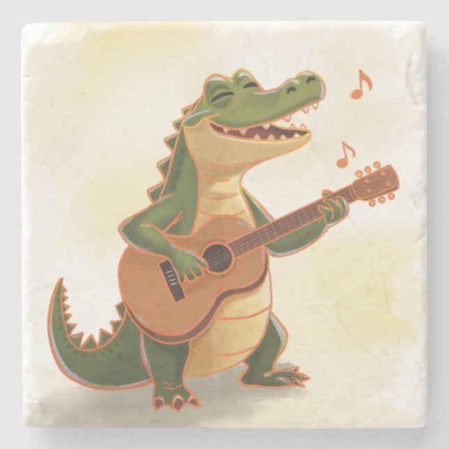 Rockin’ Crocodile with Guitar – Fun Cartoon Animal Stenunderlägg (Framsidan)