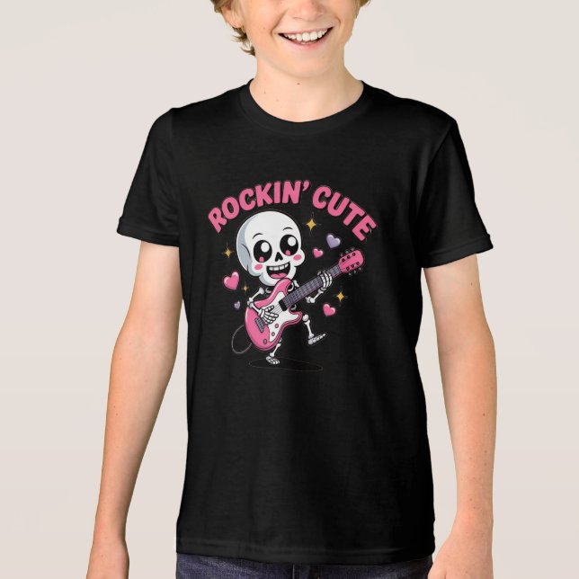 Rockin’ Cute Skeleton Kids T-Shirt (Framsida)