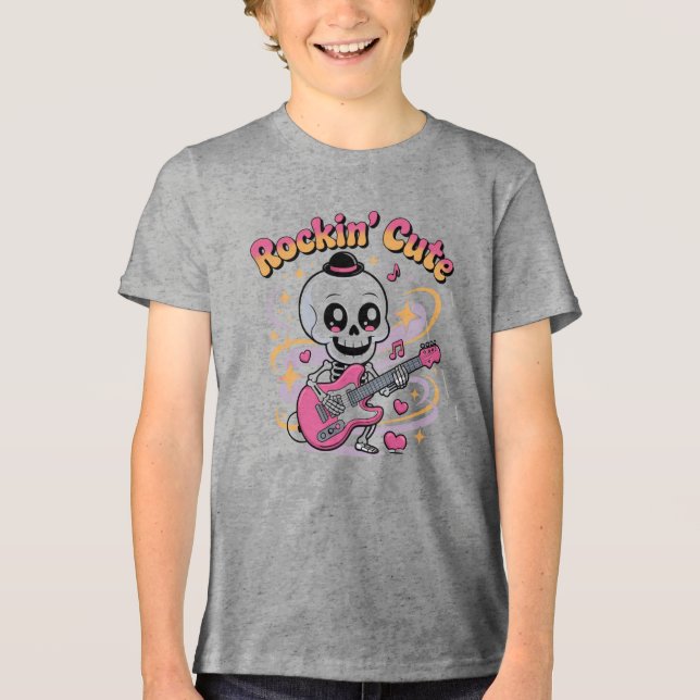 Rockin’ Cute Skeleton Kids T-Shirt (Framsida)
