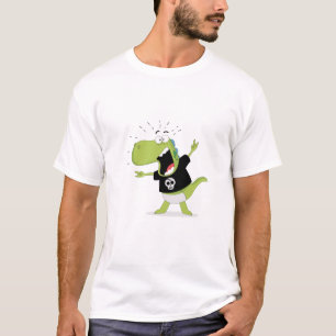 Rockin' Dino - Rolig Heavy Metal T-Rex Tecknad Fil T Shirt