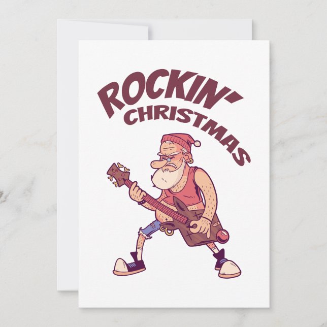 Rockin jul, tomten rockar med Guitar Inbjudningar (Framsida)