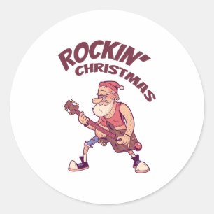 Rockin jul, tomten rocking med Guitar Invita Runt Klistermärke