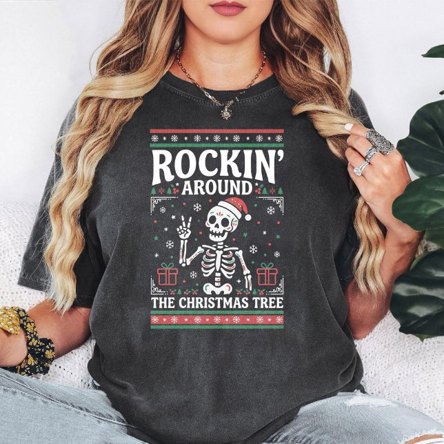 Rockin' Julskelett Rolig Jul T Shirt (Skapare uppladdad)