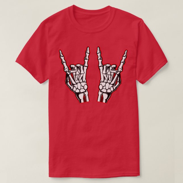 Rockin On Rocker Star Skeleton Händer Graphic Art  T Shirt (Design framsida)