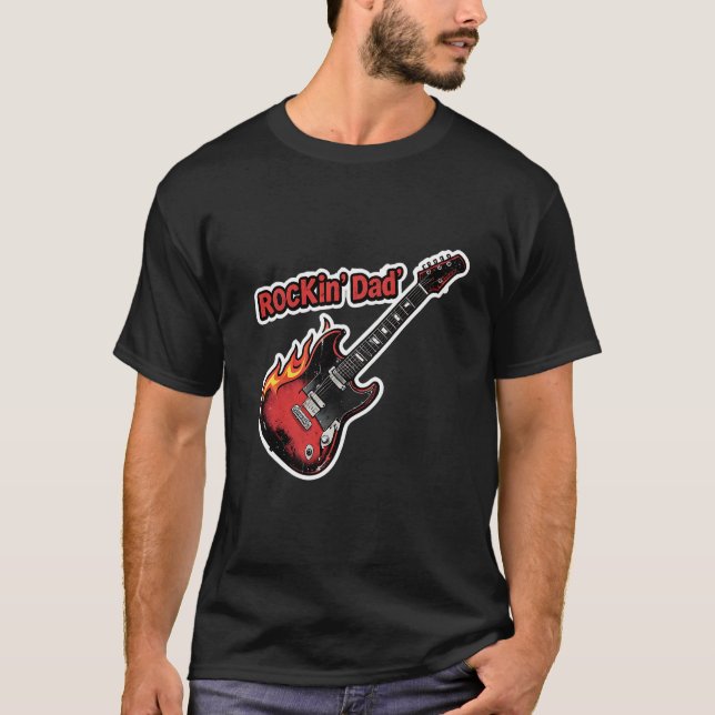 Rockin’ Pappa – Elgitarr Fars Dag T Shirt (Framsida)