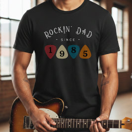 Rockin' Pappa Gitarrplektrum Retro Fars Dag T Shirt